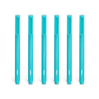 Poppin – Stylos à bille Signature – bleu – aqua – paquet de 6-Les stylos contiennent de l’encre bleue