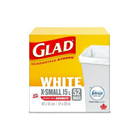 Glad  - Sacs Kitchen Catcher Blanc Roomate Avec Febreze - 15L - Paquet de 52-SACS À ORDURES BLANCS: Boîte de 52 très petits sacs à ordures de Glad d’une capacité de 15 L.
