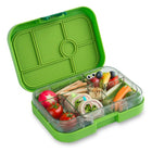 Yumbox Original - 6 Compartiments - Vert Avocat-Cinq portions de 1/2 tasse (environ 2,5 tasses) des groupes d'aliments essentiels, plus un espace pour trempette. Dimensions: 8,5 (l) x 6 (l) x 1,8 (h) pouces et pèse 1 lb 1,5 oz