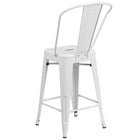 Flash Furniture - Tabouret de bar 24 po, métal blanc, intérieur/extérieur, hauteur de comptoir (CH3132024GBWH)-Dos courbé avec latte verticale