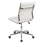 Flash Furniture Chaise De Bureau Pivotante Exécutive Sans Bras Leathersoft-Blanc (BT20595MNAWH)-Siège rembourré avec mousse ignifuge CAL 117