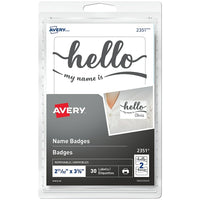 Avery Bonjour Étiquettes badges autocollants, Anglais, Paquet de 30 (2351)-Badges Flexible