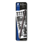 Staedtler – Crayon Lumograph, paquet de 6-Cet ensemble de dessin contient des crayons prétaillés à mine de dureté variable (extra doux à moyennement doux)