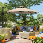 Outsunny - Parasol carré déporté de terrasse avec rotation à 360° - 10 pi - kaki-Ouverture rapide et facile avec une manivelle latérale