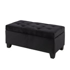Brassex - Landon Ottoman de rangement capitonné - noir-Espace de rangement intérieur spacieux