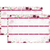AT-A-GLANCE - Calendrier mural annuel effaçable à sec BADGE floral 2025-2026 - 23 7/8 po H x 36 po l - anglais-Format des pages : 23 7/8 po H x 36 po l