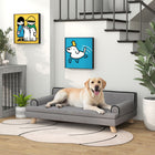 PawHut - Canapé pour chat, lit pour chien surélevé avec coussin - gris clair-La housse amovible et lavable permet de garder l’espace de votre animal propre 