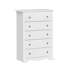 PrepacMC – Commode à 5 tiroirs Monterey, 45 1/4 po, blanc-Tiroirs sur glissières en métal avec butées de sécurité intégrées