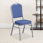 Chaise de banquet empilable en tissu bleu avec dossier couronne, siège épais et cadre argenté, ensemble de 4 [4-FD-C01-S-7-GG]-Dossier et siège rembourrés