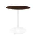 Modway - Lippa Rond de 28 po Bois Table à manger, Noyer cerisier blanc-Table à manger moderne