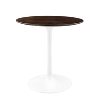 Modway - Lippa Rond de 28 po Bois Table à manger, Noyer cerisier blanc-Table à manger moderne