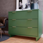 Manhattan Comfort - Granville commode moderne 37,8" - vert sauge-Comprend 3 tiroirs à extension totale avec le tiroir supérieur conçu avec des lignes nervurées verticales en bois massif