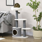 PawHut - Arbre à chat, tour multi-niveaux avec poteaux à griffer, condo - blanc-Les poteaux à griffer en jute favorisent l'instinct naturel de griffade de votre chat 