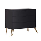 Manhattan Comfort - Avira 35" commode 3 tiroirs style mid-century modern - noir-Conception compacte et polyvalente idéale pour les chambres, les chambres d’amis ou les appartements