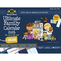 MotherWord - Ultime calendrier familial de luxe pour réfrigérateur 2025-2026 - 13 1/2 po H x 18 po l - anglais-16 grandes pages mensuelles détachables : septembre 2025 - décembre 2026