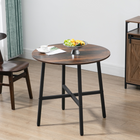 HOMCOM - Table à manger industrielle ronde 31,5 po pour 4 personnes - brun rustique-Assez grand pour quatre personnes 