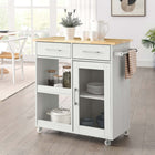Modway - Culinary Chariot de cuisine avec barre à serviettes, Blanc Naturel-Panneau de particules et papier stratifié