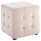 Modway - Contour Cube à touffes Performance Velvet Ottoman - Rose-Ottoman en forme de cube