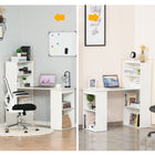HOMCOM - Bureau moderne pour ordinateur avec étagères de rangement - 47,2 po L x 21,7 po l x 47,2 po H - blanc-Couleur : Blanc 