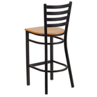 Flash Furniture - Tabouret de restaurant de la série HERCULES en métal noir avec dossier échelle - siège en bois naturel-Siège en contreplaqué épais de 0,625 po