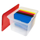 Star Plastics - Boîte de classement - 32 L - Rouge/Transparent-Matériau : Plastique polypropylène robuste sans BPA