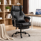 HOMCOM - Fauteuil de bureau exécutif avec repose-pieds et assise large - noir-Vérin à gaz de grade quatre et base en acier supportant jusqu’à 396 lbs