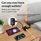 Uncaged Ergonomics - Chargeur de voyage ergonomique sans cage - 4 AC - 2 USB - 1 USB-C - Noir-1 port USB-C à charge rapide est de 20 W.