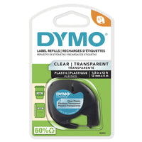 DYMO - Ruban d'étiquettes LetraTag, 12 mm (1/2 po), noir sur transparent-Ruban de série Dymo LetraTag