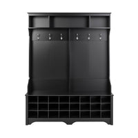 Prepac - Armoire d'entrée Wide Hall Tree 60 po avec 24 compartiments à chaussures - Noir-Fini en stratifié noir