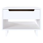 Nexera - Table de nuit Barista, 1 tiroir, Blanc-Meubles conçus et produits au Canada à partir de panneaux de particules et de MDF certifiés CARB II/FSC.  Item expédié en 24-48 heures après réception de la commande.  Assemblage requis
