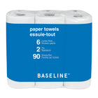 Baseline - Essuie-tout 2 épaisseurs - 90 feuilles par rouleau - Blanc - 8 Paquets de 6 Rouleaux - 48 Rouleaux-Sans colorants, encres ni parfums ajoutés