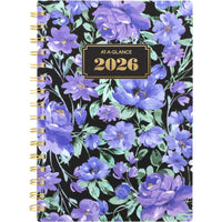 AT-A-GLANCE - Agenda hebdomadaire/mensuel BADGE floral 2026 - 8 1/2 po H x 5 1/2 po l - multicoloure - bilingue-13 mois : janvier 2026 à janvier 2027