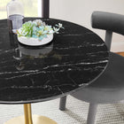 Modway - Lippa Rond de 36 po Faux marbre Table à manger, Or Noir-Sièges 2