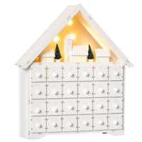 HOMCOM - Calendrier de l’Avent lumineux maison avec tiroirs compte à rebours - village-Design 2 en 1, calendrier de l'avent de Noël et décoration de Noël 