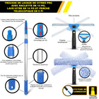 Gritt Commercial - Ensemble professionnel de nettoyage de vitres - Raclette de 14 po - Lave-vitres de 14 po - Perche télescopique de 6 pi - Lot de 2-La housse en microfibre absorbante se lave facilement en machine