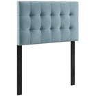 Modway - Lily Biscuit Touffé Performance Velvet Tête de lit jumelée, Bleu clair-Luxueuse tête de lit jumelée moderne
