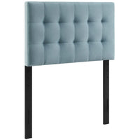 Modway - Lily Biscuit Touffé Performance Velvet Tête de lit jumelée, Bleu clair-Luxueuse tête de lit jumelée moderne