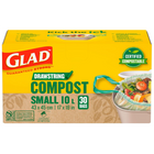 Glad - Petits Sacs compostables à cordon coulissant - non parfumés - 10 L - Paquet de 30-0,71 MIL