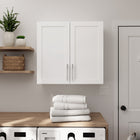Prepac - Cabinet de rangement mural Elite 32 po avec portes à panneaux, cabinet de garde-manger avec 1 étagère ajustable - Blanc-Les portes sont dotées de charnières réglables en 6 directions de style européen de haute qualité