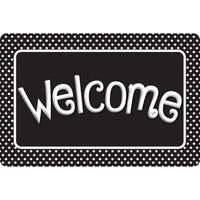 Ashley Productions - Smart Poly The Original Fun Mat - Tapis de Bienvenue - 15 -5" x 23 -5" - Pois Noirs et Blancs - Bienvenue-Mesures et design : Le tapis de bienvenue à pois noirs et blancs mesure 15,5 po x 23,5 po.