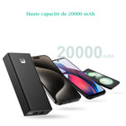 MyBat - Batterie externe Pro 20 000 mAh 20 W - Noir-Compatible iPhone, Android, tablettes, écouteurs, etc.
