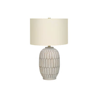 Monarch Specialties - Luminaire - 24 po H Lampe De Table - Résine Crème - Abat-Jour Ivoire / Crème - Transitionnel-Conçue en forme de vase, cette lampe de table en résine gris crème texturé de 24 pouces de haut, surmontée d'un abat-jour en lin ivoire et finie par un finial doré, apportera un style éclectique et à la mode à n'importe quel salon, chambre ou espace de bureau