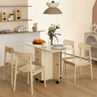 HOMCOM - Table à manger pliante à abattant roulant avec tiroirs et armoire de rangement pour 4-6 personnes - bois naturel-Se plie en une unité petite et compacte pour économiser de l'espace lorsqu'il n'est pas utilisé 