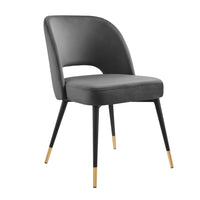 Modway - Rouse Performance Velvet Fauteuil d’appoint de salle à manger - Charbon de bois-Fauteuil d’appoint de salle à manger Glam Deco