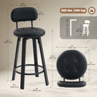 HOMCOM - Tabourets de bar pivotants hauteur comptoir - noir - paquet de 2-Structure en métal robuste supportant jusqu'à 264 lb (120 kg) par tabouret de bar 
