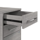 Bush Business Furniture - Hustle Armoire de rangement de bureau avec roulettes, gris platine (HUF140PG)-La zone de stockage ouverte comprend deux étagères réglables et deux passe-câbles pour le matériel et l'équipement