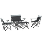 Outsunny - Ensemble de table et chaises de camping portable 4 pièces-Chaises et table pliantes idéales pour les réunions de famille en plein air  