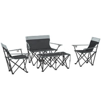 Outsunny - Ensemble de table et chaises de camping portable 4 pièces-Chaises et table pliantes idéales pour les réunions de famille en plein air  