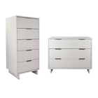 Manhattan Comfort - Granville commode moderne haute étroite et standard - blanc - ensemble de 2-Commode de chambre moderne-contemporaine avec une touche de glamour comprenant une haute commode étroite et une commode standard