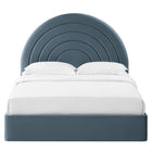 Modway - Solana Arqué Performance Velvet Lit plateforme Queen, Cadet Blue-Cadre de plate-forme